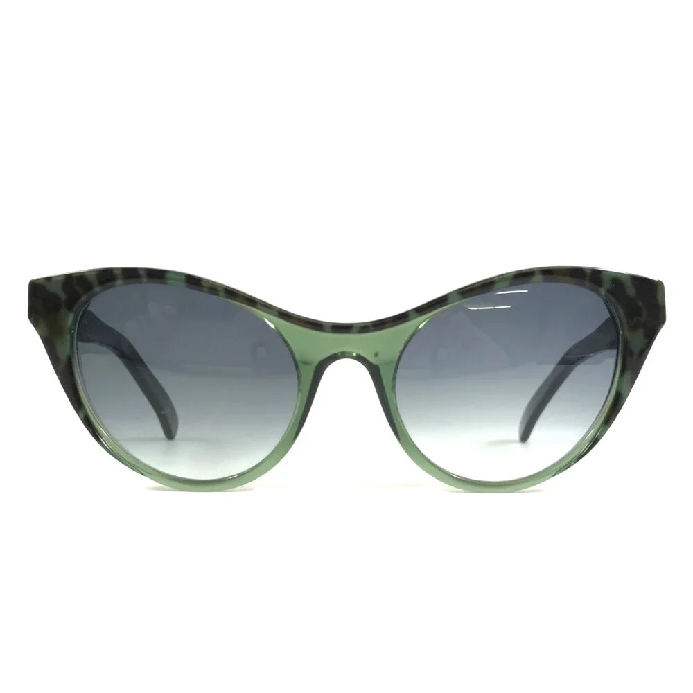 See Sunglasses 9261 C2 Shiny Black Green Cheetah Frames w/ Blue Gradient Lenses